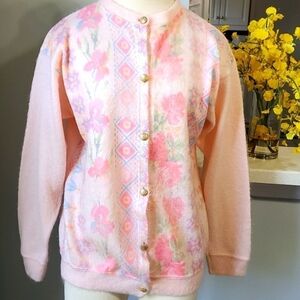 Vintage, angora Sweater Pink  By Tex Maglie. Great gold buttons. Large Old Money